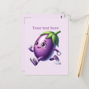 Cute eggplant lovers customisable postcard
