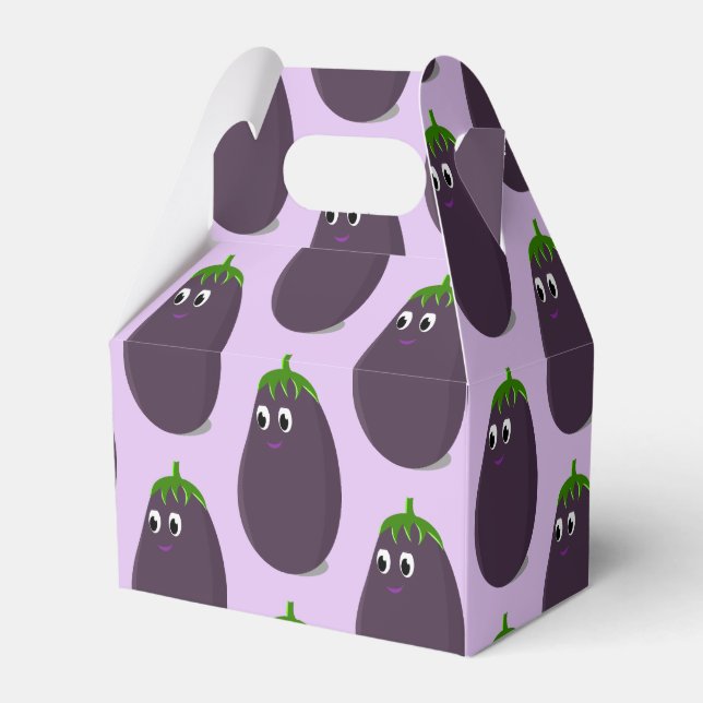 Cute Eggplant Print Favour Box (Front Side)