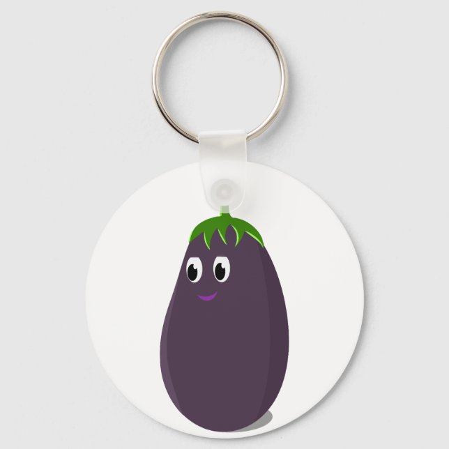Cute Eggplant Print Key Ring (Front)