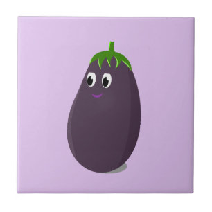 Cute Eggplant Print Tile