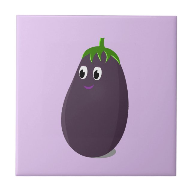 Cute Eggplant Print Tile (Front)