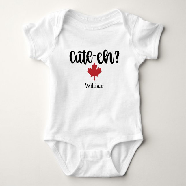 Cute-eh Canadian Funny Baby Bodysuit (Front)