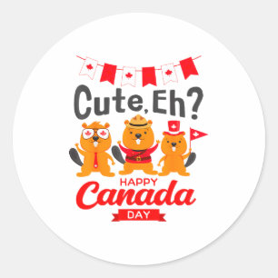 Cute Eh Happy Canada Day Flag Groundhogs For Boys  Classic Round Sticker