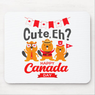 Cute Eh Happy Canada Day Flag Groundhogs For Boys Mouse Pad