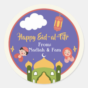 Cute Eid-al-Fitr Stickers - Mosque Hijab Songkok