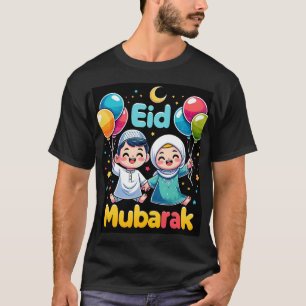 Cute Eid Mubarak Cartoon Kids Mens Tshirt