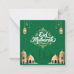 Cute Eid Mubarak Greeting Green Card