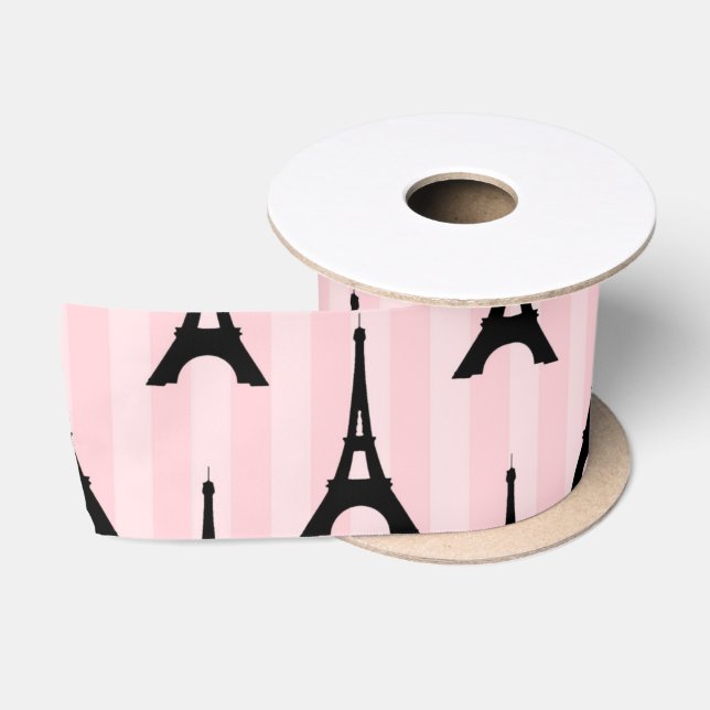 Cute Eiffel Tower Paris Travel French Pattern Satin Ribbon (Spool)
