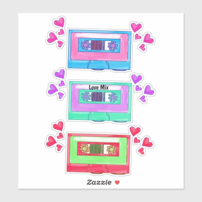 Cute Eighties Vintage Music Mixtape Cartoon (Sheet)