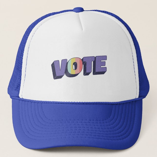 Cute Election Purple Vote Novelty Trucker Hat (Front)