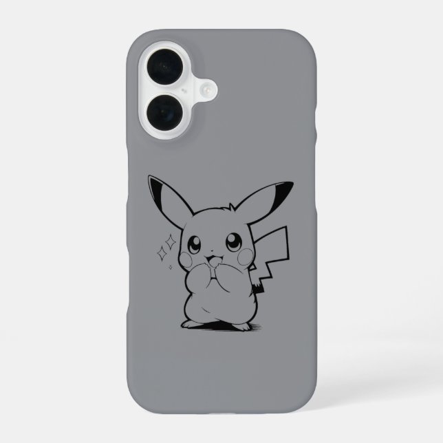 Cute Electric Creature Line Art Design iPhone 16 Case (Back)