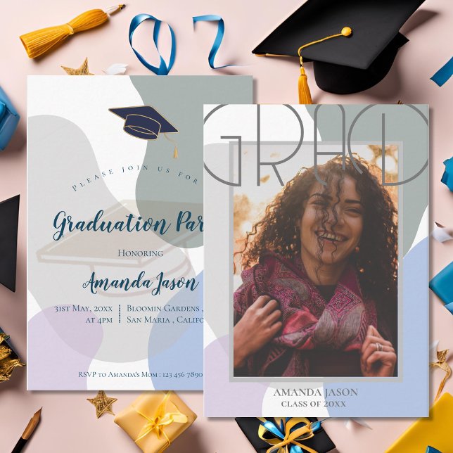 Cute Elegant 2025 Grad Photo Graduation Party Invitation (Cute Elegant 2025 Grad Photo Graduation Party Invitation)