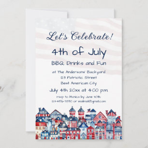 Cute Elegant 4th of July Family BBQ Party  Invitation