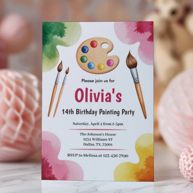 Cute Elegant Art Party Painting Birthday Party Invitation (Creator Uploaded)
