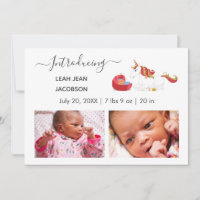 Cute Elegant Baby Photo Birth Announcement Unicorn