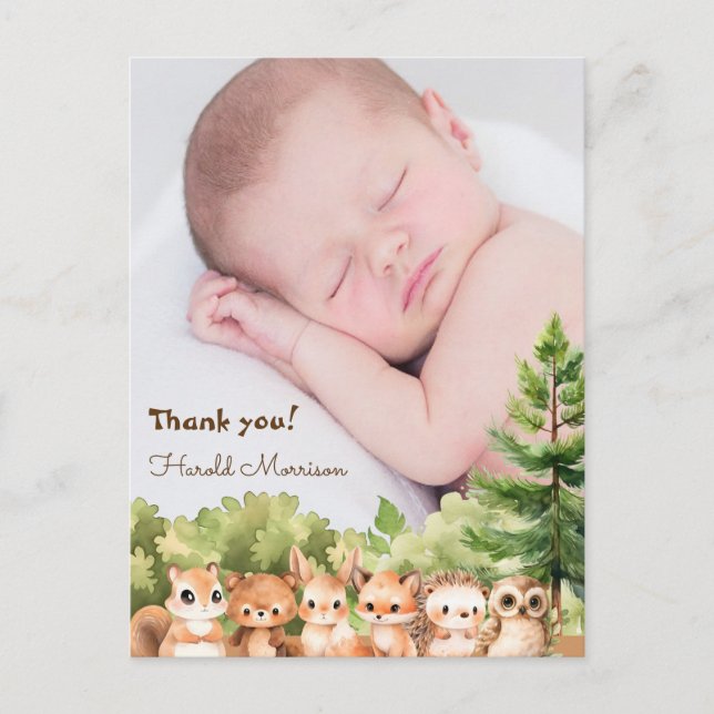 Cute Elegant Baby Shower Thank you Postcard (Front)