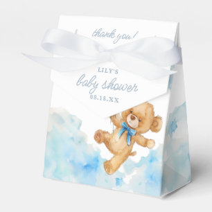 Cute Elegant Bearly Wait Blue Boy Baby Shower Favour Box