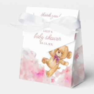 Cute Elegant Bearly Wait Pink Girl Baby Shower Favour Box