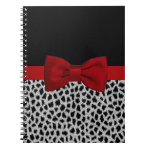 Cute elegant black and white leopard skin spiral notebook