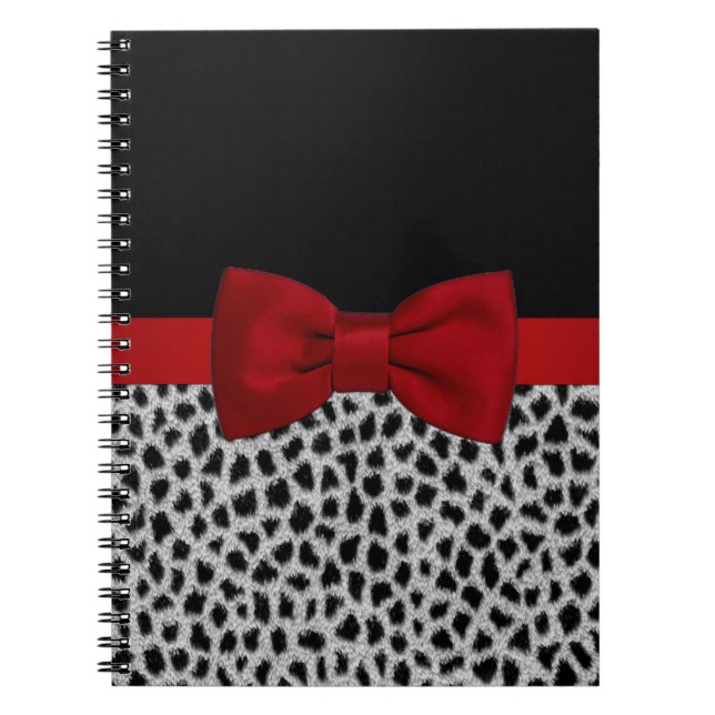Cute elegant black and white leopard skin spiral notebook (Front)