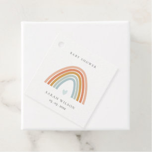 Cute Elegant Blush Blue Heart Rainbow Baby Shower Favour Tags