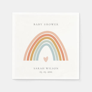 Cute Elegant Blush Blue Heart Rainbow Baby Shower  Napkin