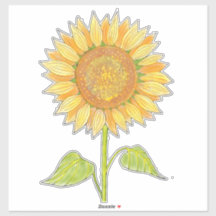 Cute Elegant Boho Art Yellow Watercolor Sunflower
