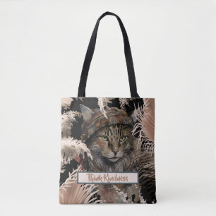 Cute Elegant Boho Think Kindness Cat  Tote Bag