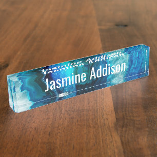 Cute Elegant Business Trendy Gemstone Geode Nameplate
