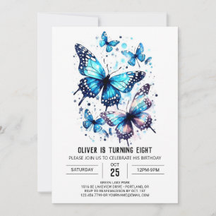 Cute Elegant Butterfly Boy Birthday Invitation