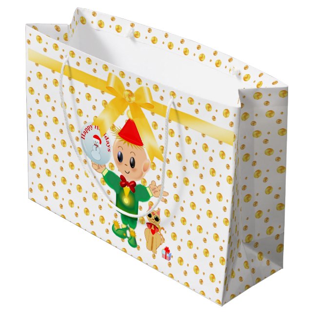 Cute Elegant Christmas Large Gift Bag (Back Angled)