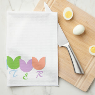 Cute, Elegant Colourful Easter Spring Tulips Art Tea Towel