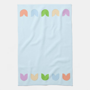 Cute, Elegant Colourful Spring Tulip Flowers Blue Tea Towel