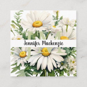 Cute Elegant Daisies Square Business Card