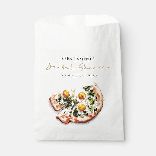 Cute Elegant Egg Basil Pizza Bridal Shower Party Favour Bags (Front)
