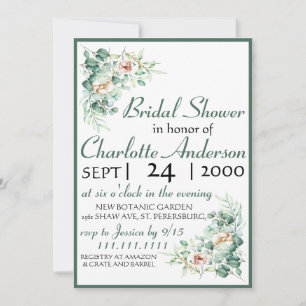 CUTE Elegant Eucalyptus Bridal  Shower Invitation