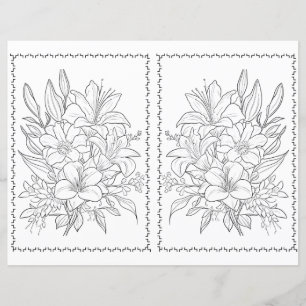 Cute Elegant Floral Easy Colouring Page 