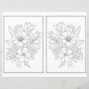 Cute Elegant Floral Easy Colouring Page 