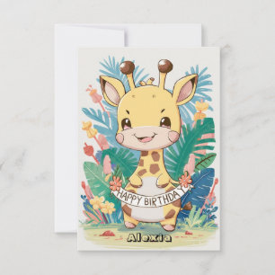 Cute Elegant Giraffe Birthday Card