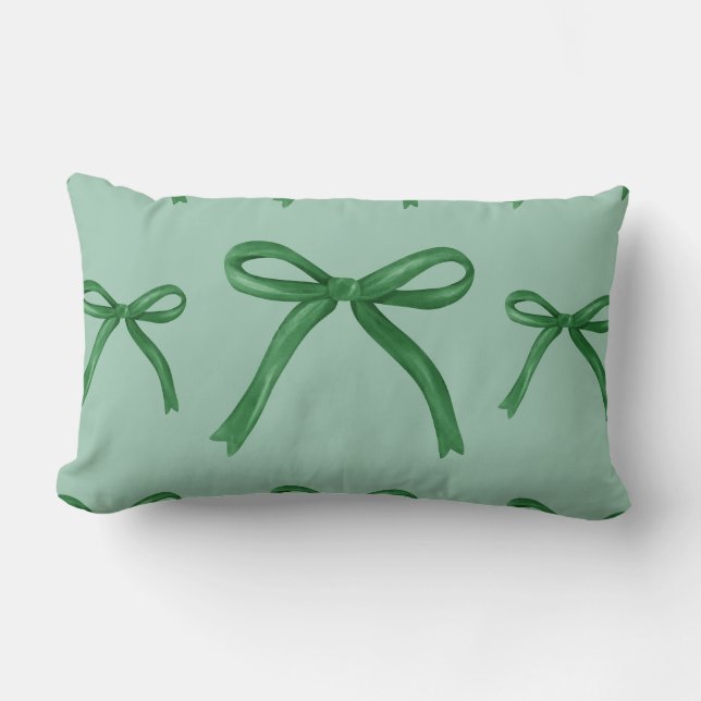 Cute elegant green bow pattern  lumbar cushion (Front)