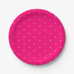 Cute elegant hot pink white tiny polka dots  paper plate