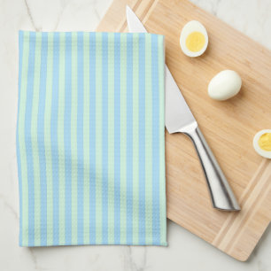 Cute Elegant Light Blue Peppermint Green Striped Tea Towel