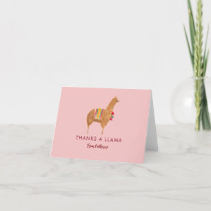 Cute Elegant Llama Alpaca Hand-Illustrated Animal Thank You Card