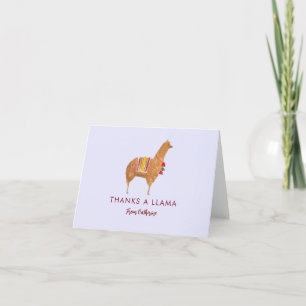 Cute Elegant Llama Alpaca Hand-Illustrated Animal Thank You Card