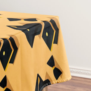 Cute Elegant Modern Black & Yellow Graduation cap  Tablecloth