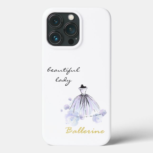 cute elegant modern girly blue flowers and dress Case-Mate iPhone case (Back)