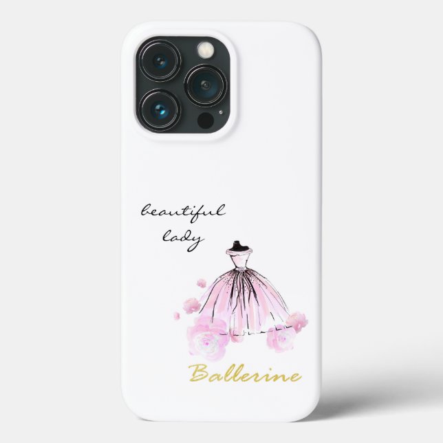 cute elegant modern girly pink flowers and dress Case-Mate iPhone case (Back)