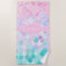Cute Elegant Nautical Mermaid Monogram Beach Towel