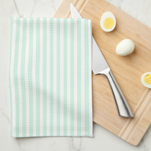 Cute Elegant Peppermint Green and White Striped Tea Towel
