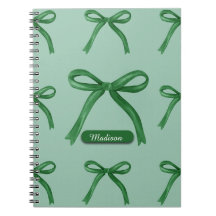 Cute elegant personalised green bow pattern